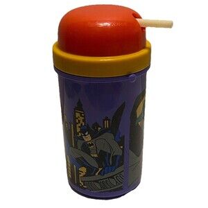Adventures of Batman and Robin Cup Straw Lid Zak Designs Animation Cartoon VTG